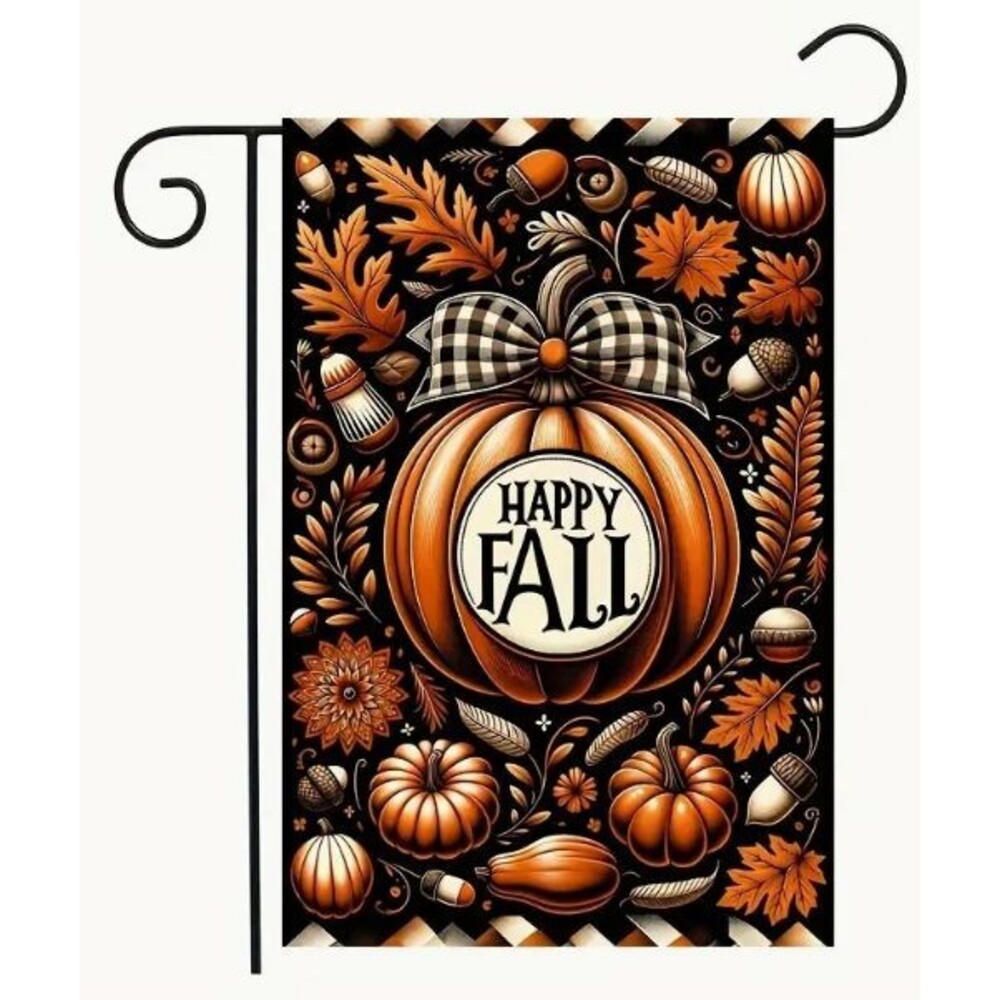 Garden Flag 12x18in Double sided Happy Fall Polyester Pumpkin